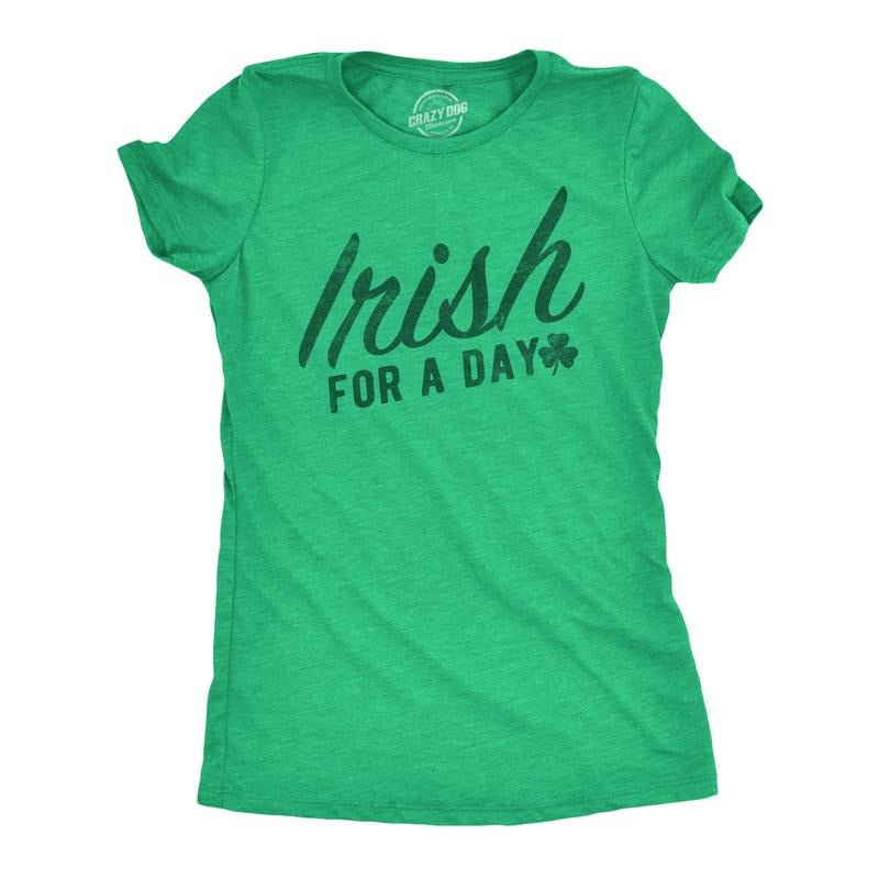 Womens Funny T Shirts Irish For A Day Sarcastic St Patricks Day Novelty Tee For Ladies Funny Womens T Shirts Cute...