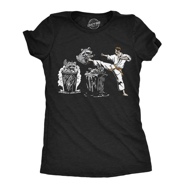 Womens Funny T Shirts Karate Kicking Raccoon Sarcastic Graphic Tee for Ladies Funny Womens T Shirts Cute Slimming Top...