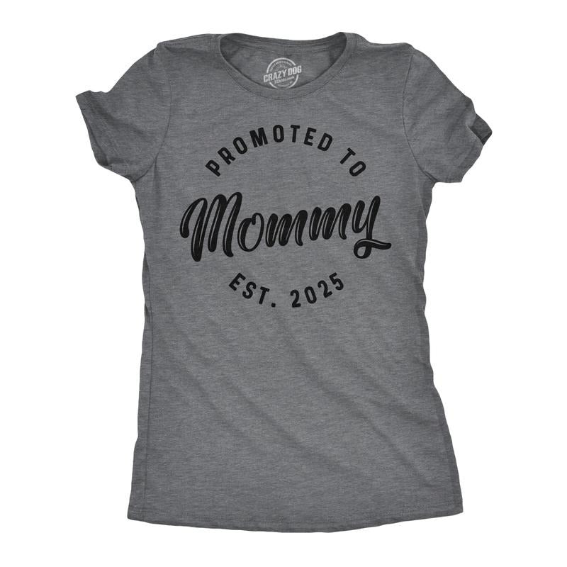 Womens Funny T Shirts Promoted To Mommy 2025 Sarcastic Pregnancy New Baby Graphic Tee For Ladies Funny Womens T Shirts...
