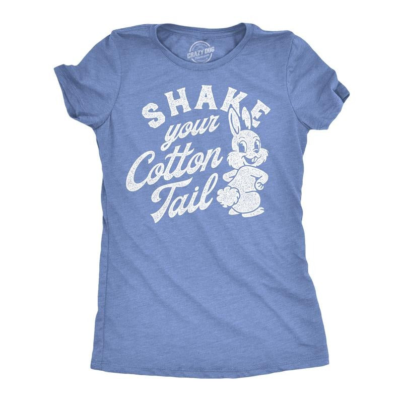 Womens Funny T Shirts Shake Your Cotton Tail Easter Bunny Graphic Tee for Ladies Funny Womens T Shirts Cute Slimming Top...