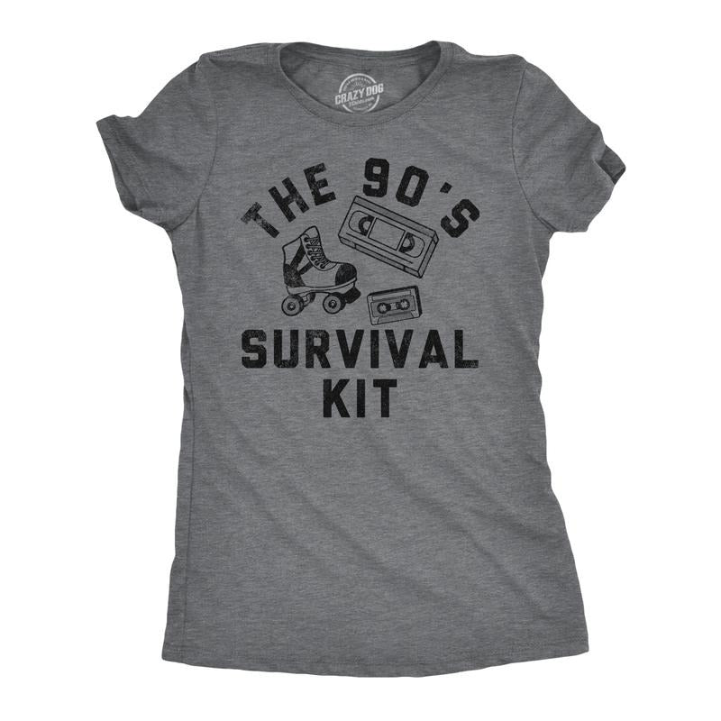 Womens Funny T Shirts The 90s Survival Kit Sarcastic Retro Graphic Tee For Ladies Funny Womens T Shirts Cute Slimming Top...