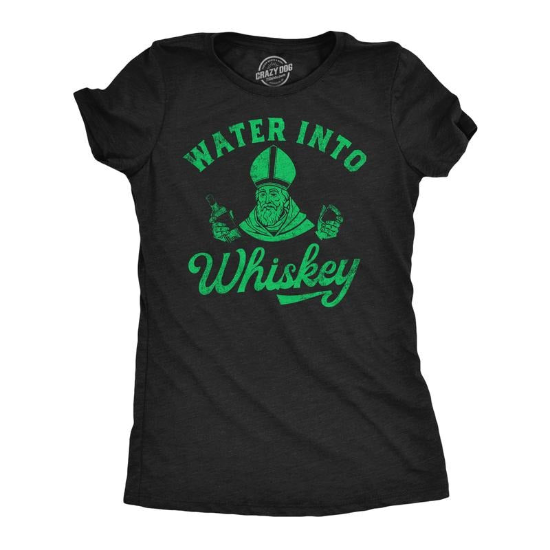 Womens Funny T Shirts Water Into Whiskey St Patricks Day Drinking Tee For Ladies Funny Womens T Shirts Cute Slimming Top...