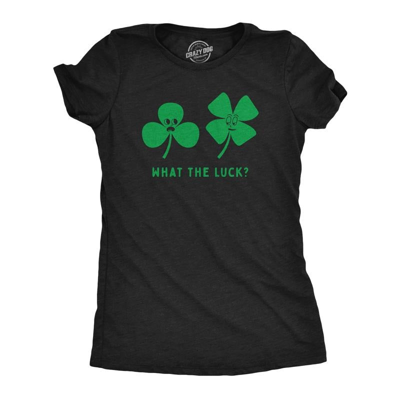 Womens Funny T Shirts What The Luck Sarcastic St Patricks Day Tee For Ladies Funny Womens T Shirts Cute Slimming Top...