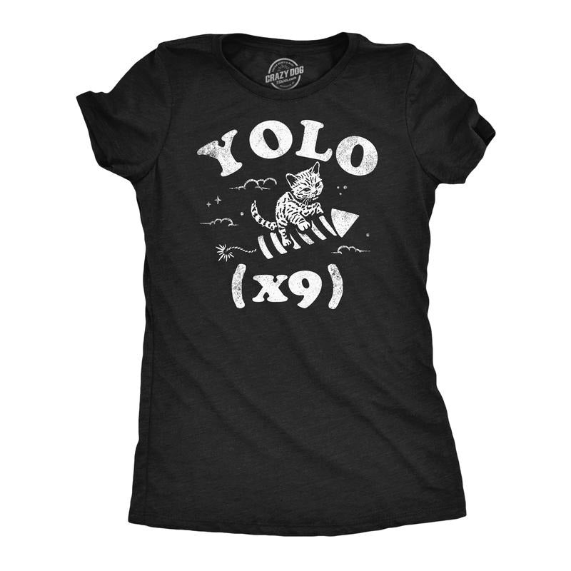 Womens Funny T Shirts Yolo X9 Sarcastic Kitten Graphic Novelty Tee For Ladies Funny Womens T Shirts Cute Slimming Top...