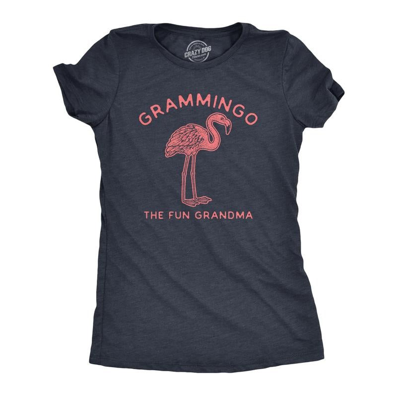 Womens Grammingo The Fun Grandma T Shirt Funny Flamingo Grandmother Graphic Novelty Tee Funny Womens T Shirts Cute...