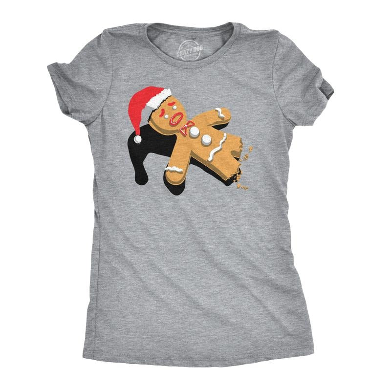 Womens Half-Eaten Gingerbread T Shirt Funny Christmas Cookies Tee Funny Womens T Shirts Cute Slimming Top Comfortable...