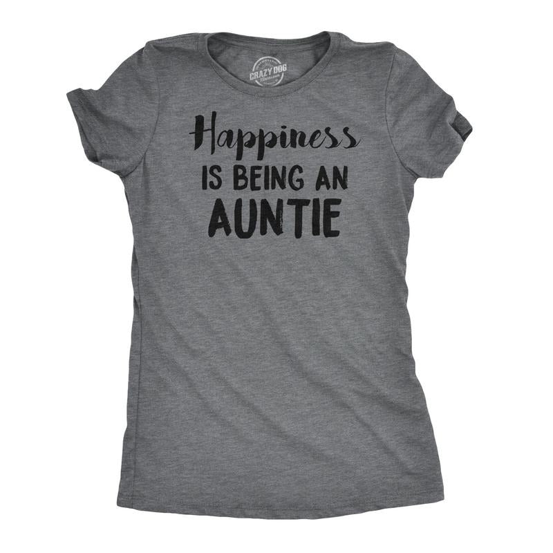 Womens Happiness Is Being an Auntie Funny Family Gift for Best Aunt T shirt Cool Funny Womens T Shirts Cute Slimming Top...