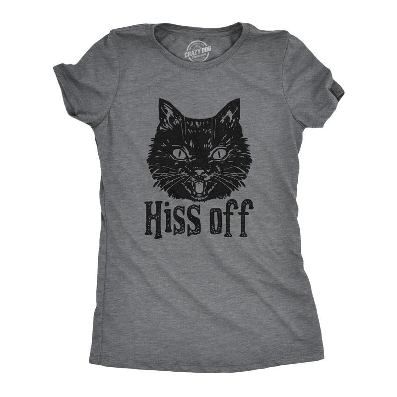 Womens Hiss Off T Shirt Funny Angry Hissing Aggressive Cat Tee For Ladies Funny Womens T Shirts Cute Slimming Top...