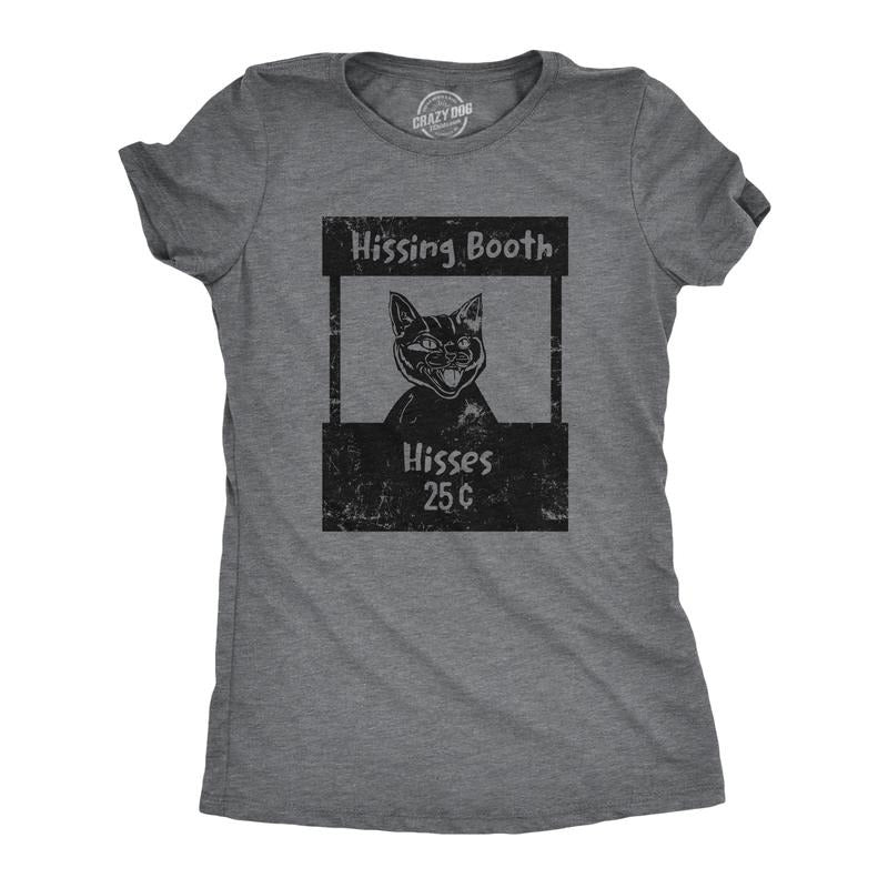 Womens Hissing Booth T Shirt Funny Mean Kitten Hiss Joke Tee For Ladies Funny Womens T Shirts Cute Slimming Top...