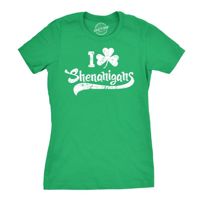 Womens I Clover Shenanigans T Shirt Funny Irish Clover St Saint Patricks Day Tee Funny Womens T Shirts Cute Slimming Top...