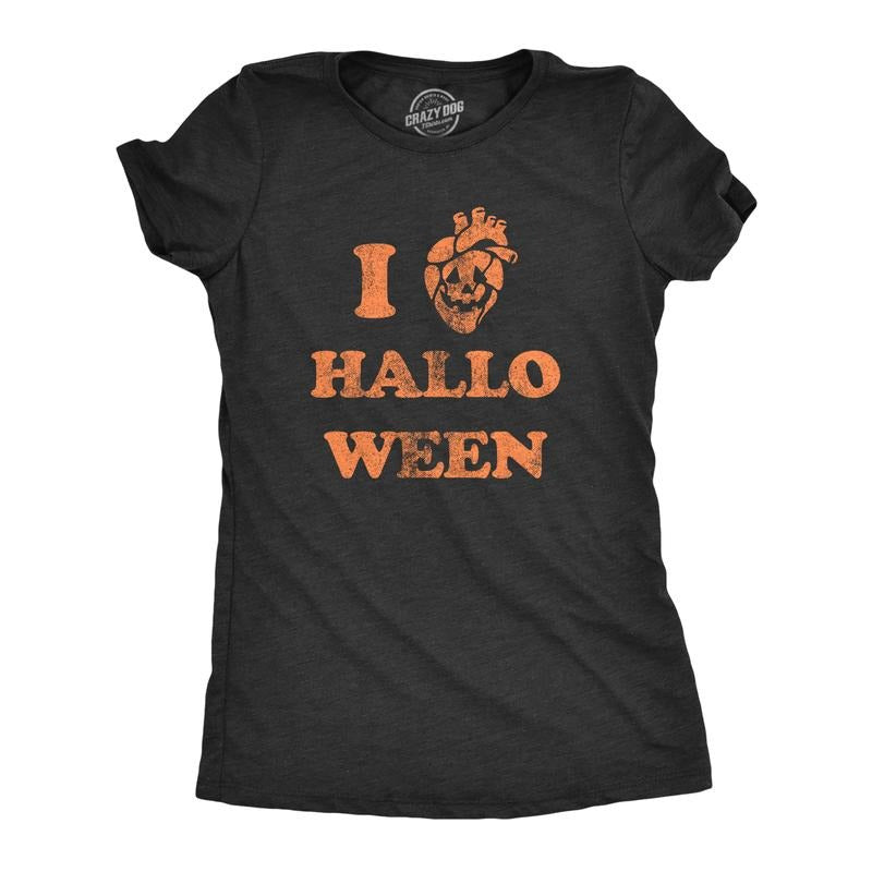 Womens I Heart Halloween T Shirt Funny Spooky Pumpkin Hollows Eve Lovers Tee for Ladies Funny Womens T Shirts Cute...