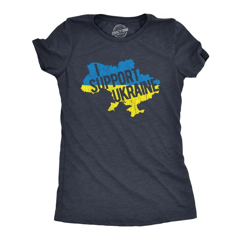 Womens I Support Ukraine T Shirt Cool Ukrainian Country Flag Graphic Novelty Tee For Ladies Funny Womens T Shirts Cute...