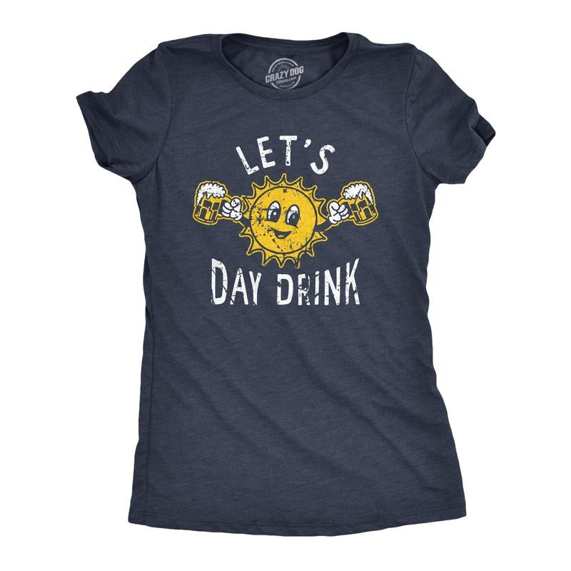 Womens Lets Day Drink T Shirt Funny Drunken Sunny Booze Drinking Tee for Ladies Funny Womens T Shirts Cute Slimming Top...