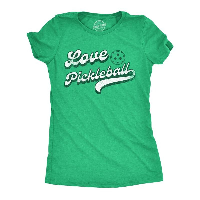 Womens Love Pickleball Funny T Shirt Pickle Ball Retro Graphic Tee For Ladies Funny Womens T Shirts Cute Slimming Top...