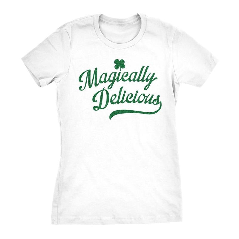 Womens Magically Delicious T Shirt Funny Shamrock Irish Tee Funny Womens T Shirts Cute Slimming Top Comfortable Soft...