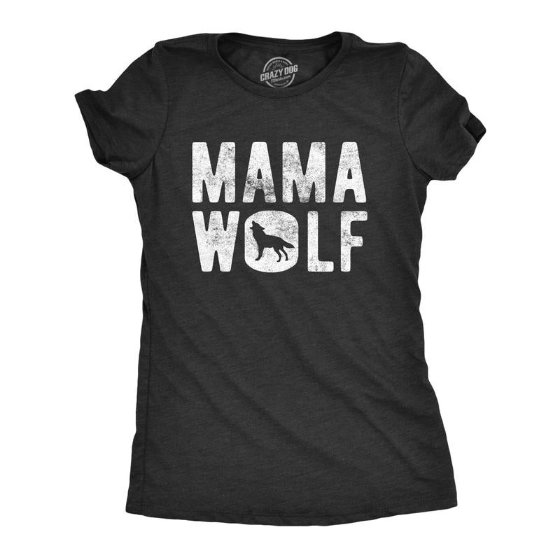 Womens Mama Wolf Tshirt Funny Camping Pack Mothers Day Graphic Novelty Tee Hoodie, Sweatshirt | UrbanDripWear.com