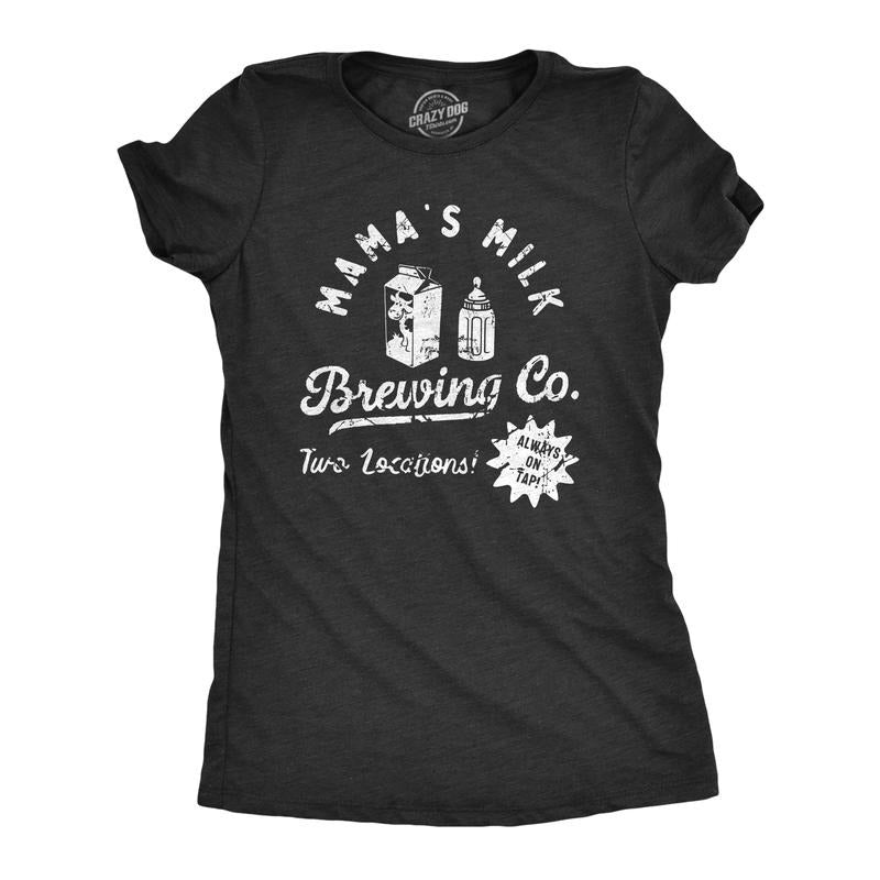 Womens Mamas Milk Brewing Co T Shirt Funny Breast Feeding Brewery Joke Tee For Ladies Funny Womens T Shirts Cute Slimming...