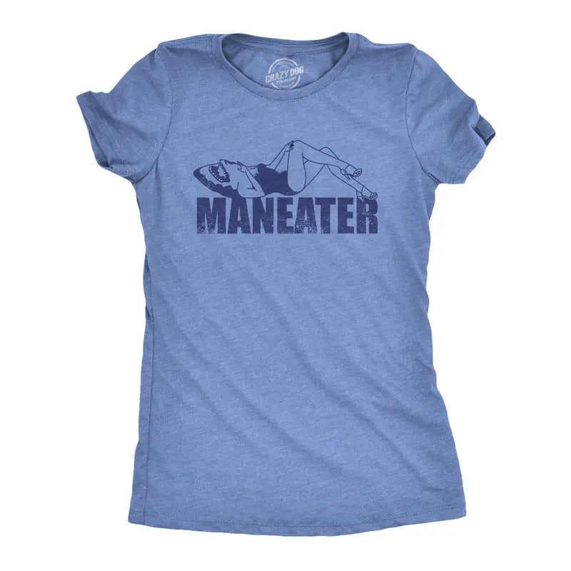 Womens Maneater T Shirt Funny Sexy Dangerous Shark Joke Tee For Ladies Funny Womens T Shirts Cute Slimming Top...