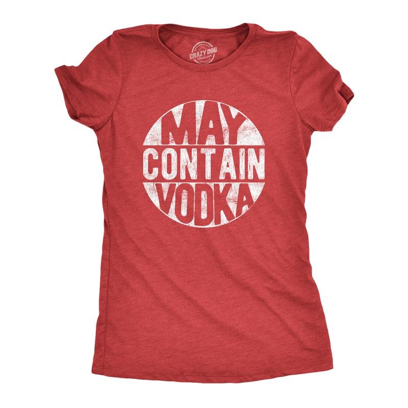 Womens May Contain Vodka T Shirt Funny Liquor Drinking Party Graphic Tee Funny Womens T Shirts Cute Slimming Top...