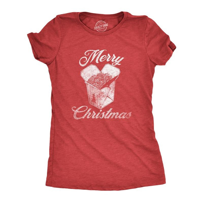 Womens Merry Christmas Takeout T Shirt Funny Delicious Xmas Lo Mein Tee for Ladies Funny Womens T Shirts Cute Slimming...