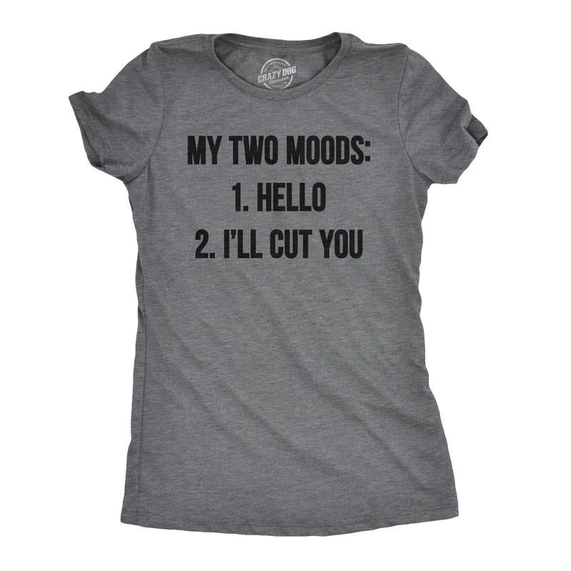 Womens My Two Moods Funny T shirt Novelty Humor Sarcastic Cool Graphic Hilarious Funny Womens T Shirts Cute Slimming Top...
