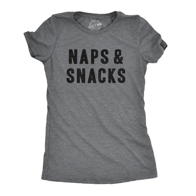 Womens Naps and Snacks T shirt Funny Sarcastic Food Gift for Her Hilarious Tee Funny Womens T Shirts Cute Slimming Top...