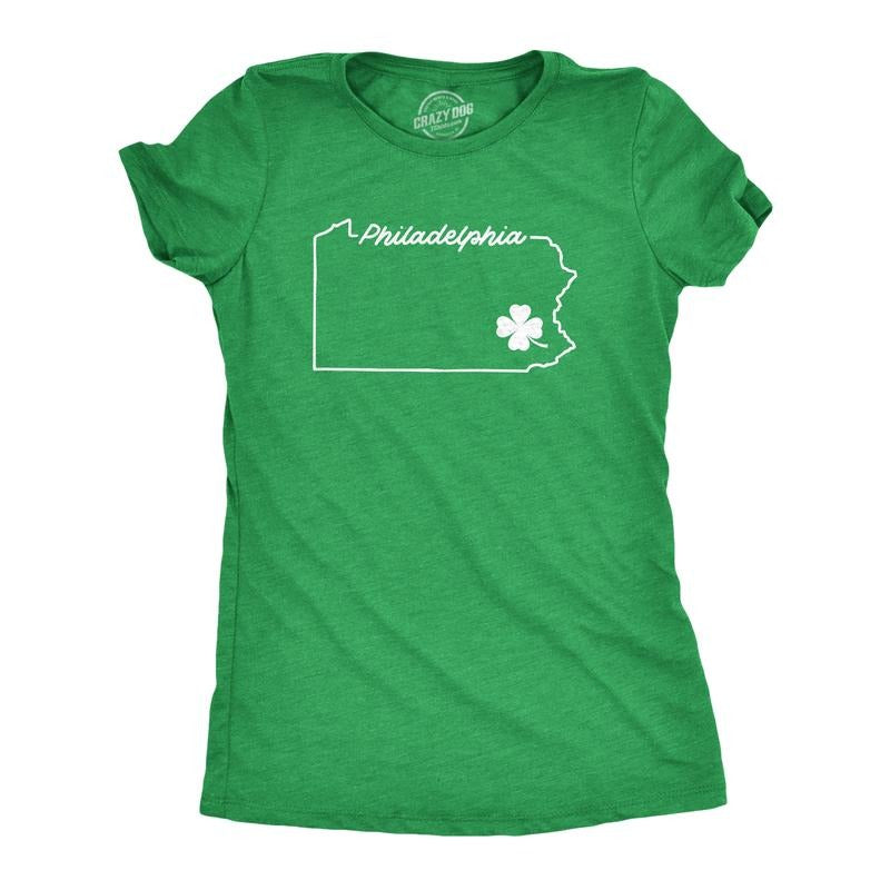 Womens Philadelphia Pennsylvania Saint Patrick's Tshirt Funny St. Paddy's Day Parade Novelty Graphic Tee For Ladies Funny...