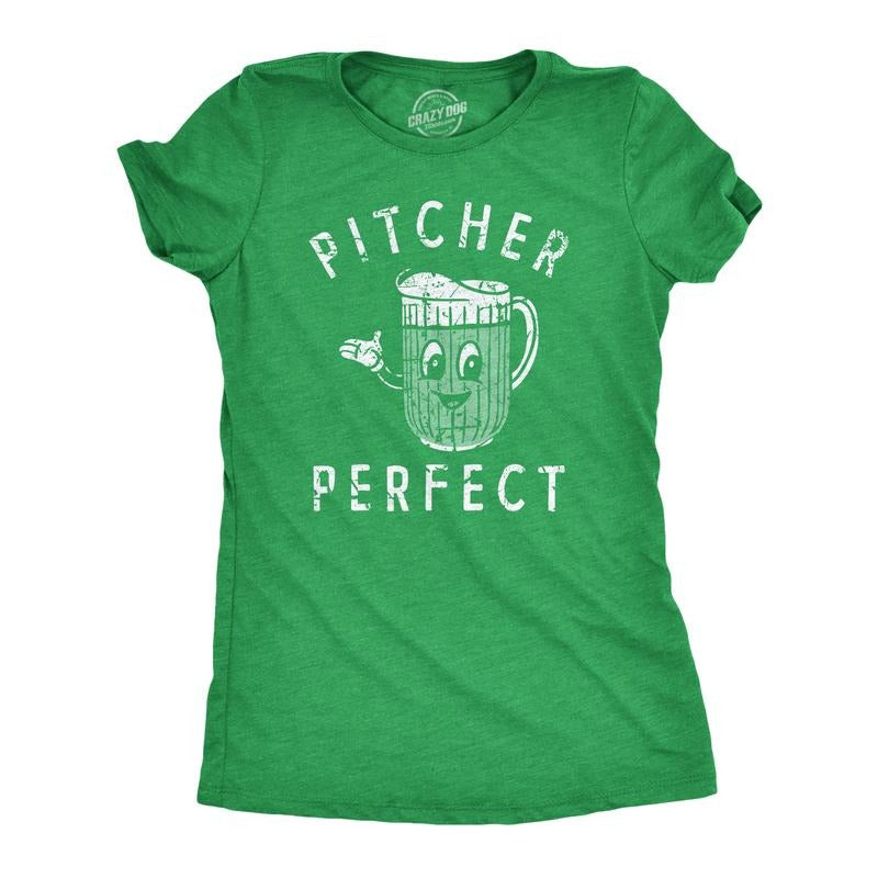 Womens Pitcher Perfect T Shirt Funny Beer Drinking Lovers Jug Tee For Ladies Funny Womens T Shirts Cute Slimming Top...