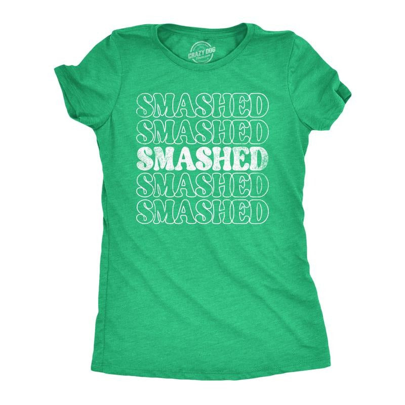 Womens Retro Smashed T Shirt Funny St Pattys Day Parade Partying Drunk Joke Tee For Ladies Funny Womens T Shirts Cute...
