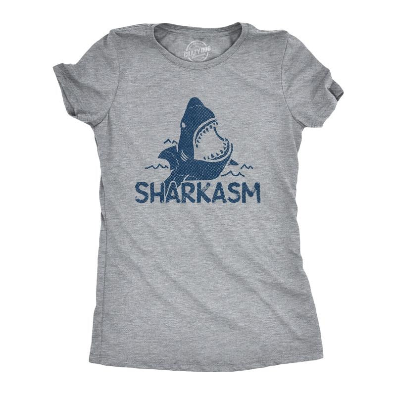 Womens Sharkasm T Shirt Funny Sarcastic Shark Summer Vacation Graphic Novelty Tee Funny Womens T Shirts Cute Slimming Top...