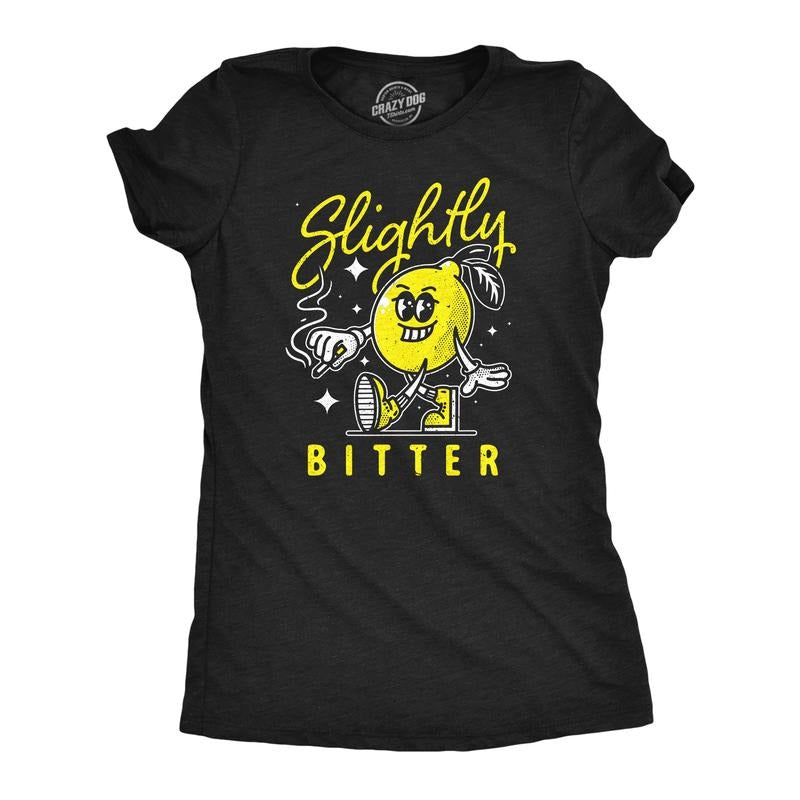 Womens Slightly Bitter T Shirt Funny Bad Lemon Naughty Fruit Joke Tee For Ladies Funny Womens T Shirts Cute Slimming Top...