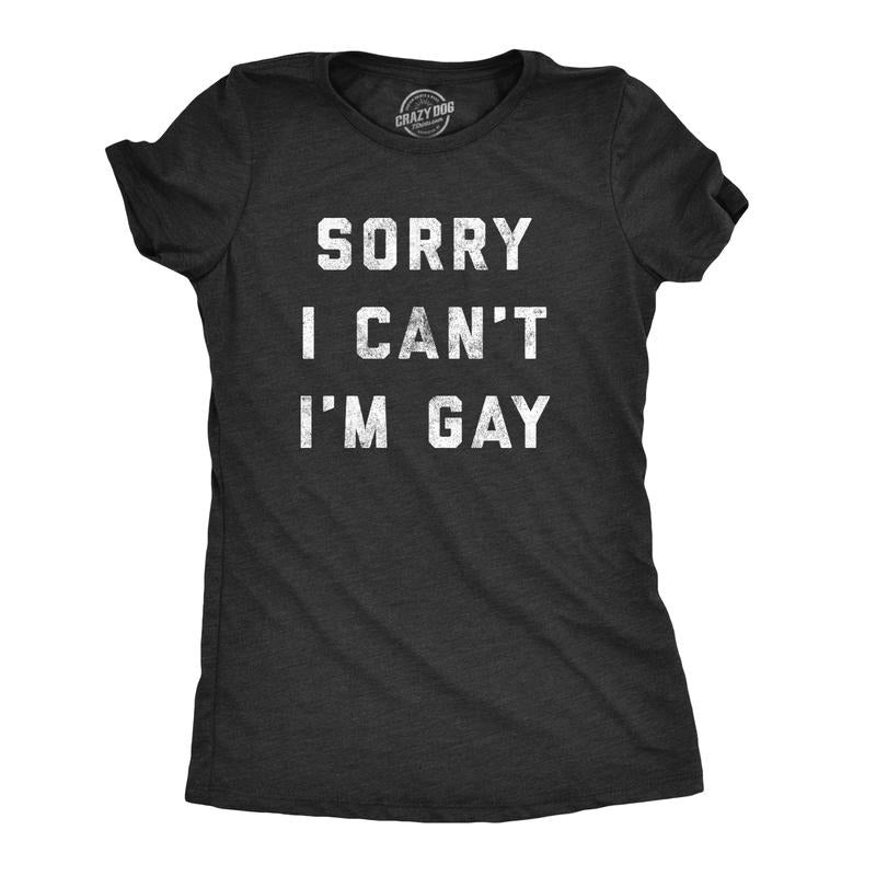 Womens Sorry I Cant Im Gay T Shirt Funny LGBT Pride Tee Funny Womens T Shirts Cute Slimming Top Comfortable Soft...