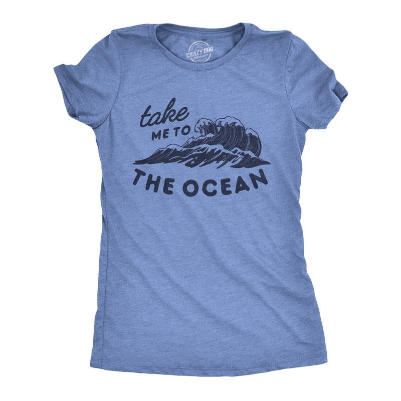 Womens Take Me To The Ocean T Shirt Cute Beach Vacation Tee Funny Womens T Shirts Cute Slimming Top Comfortable Soft...