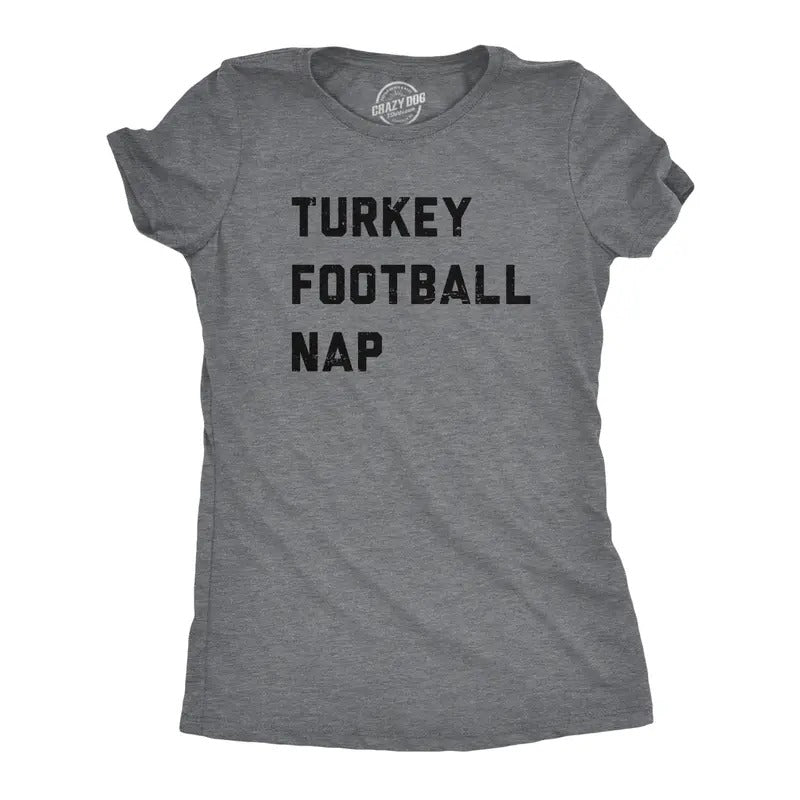 Womens Turkey Football Nap T Shirt Funny Thanksgiving Dinner Tee For Ladies Funny Womens T Shirts Cute Slimming Top...
