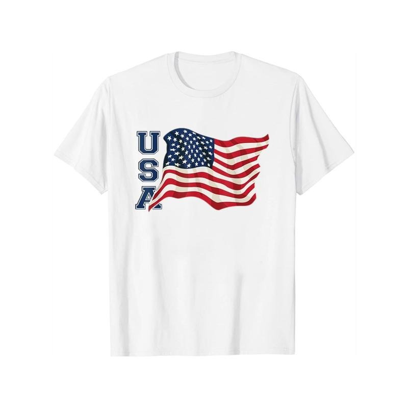 Womens Usa Patriotic Waving American Flag Design T-Shirt White Hoodie, Sweatshirt | UrbanDripWear.com