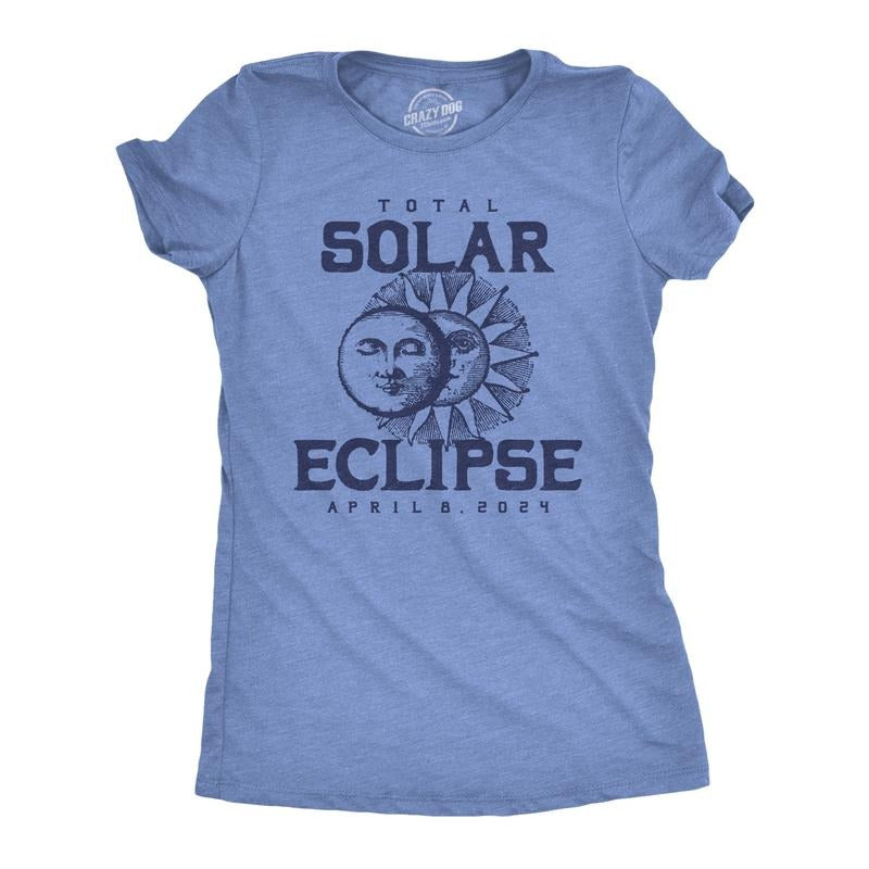 Womens Vintage 2024 Total Solar Eclipse Funny T Shirt Novelty Graphic Tee For Ladies Hoodie, Sweatshirt | UrbanDripWear.com