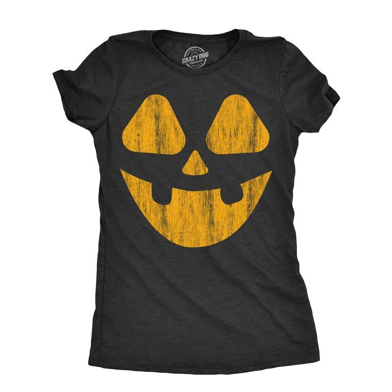 Womens Vintage Jack Pumpkin T Shirt Funny Halloween Jack O Lantern Retro Smile Tee For Ladies Funny Womens T Shirts Cute...
