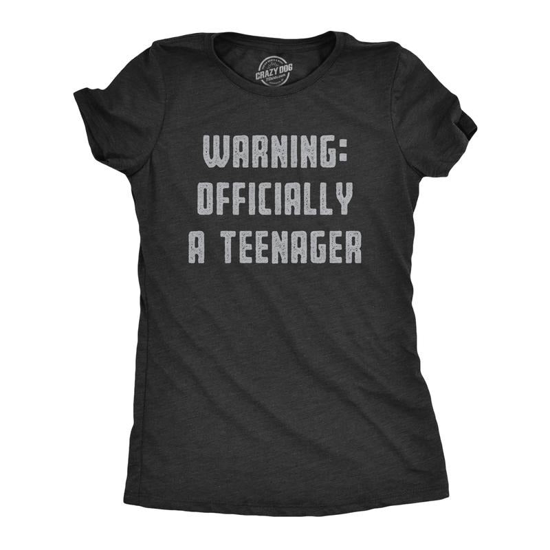 Womens Warning Officially A Teenager T Shirt Funny Birthday Gen Z Graphic Tee Funny Womens T Shirts Cute Slimming Top...