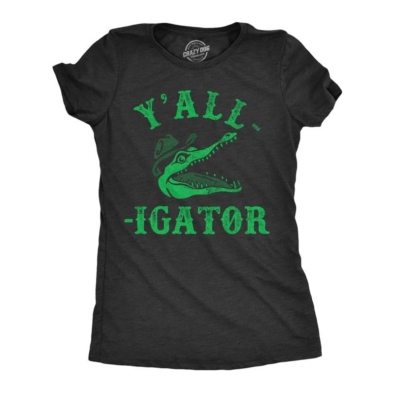 Womens Yall Igator T Shirt Funny Southern Accent Alligator Joke Tee For Ladies Funny Womens T Shirts Cute Slimming Top...