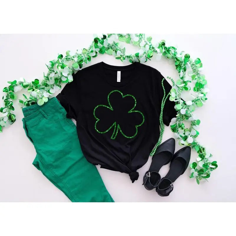 Womens st pattys shirt, glitter shamrock tee, st patricks day shirt, womens st paddys, cute st pattys shirt, st pattys...