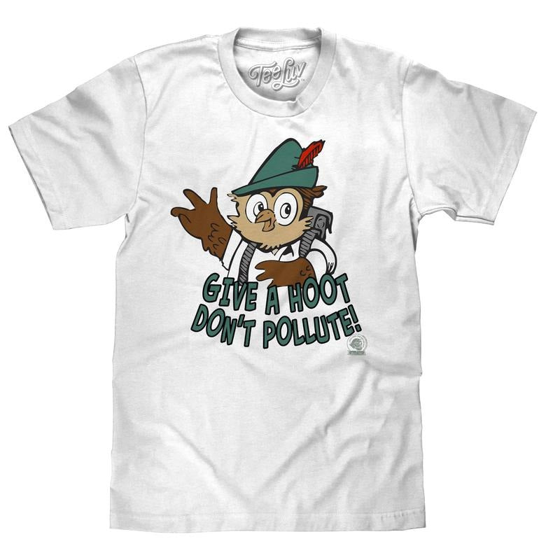 Woodsy Owl Give a Hoot Don't Pollute on Recycled T-Shirt - White Hoodie, Sweatshirt | UrbanDripWear.com