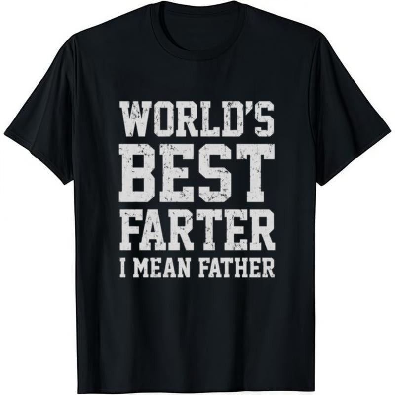 World Best Farter I Mean Father T-Shirt Cotton Crew Neck Short Sleeve Casual Classic Graphic Tee for Comfortable...