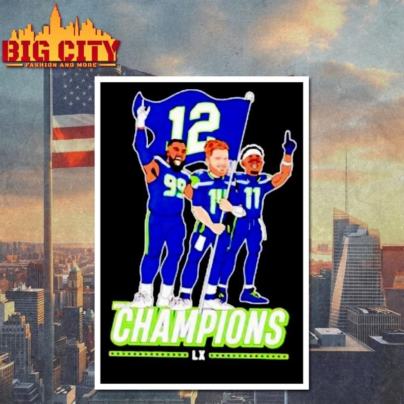 World Champions Lx Seahawks Players Holding 12 Flag Shirt