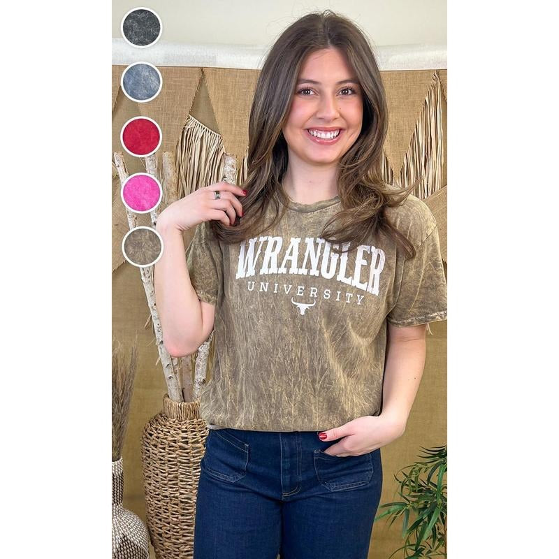 Wrangler University Mineral Washed Graphic T-Shirt Hoodie, Sweatshirt | UrbanDripWear.com