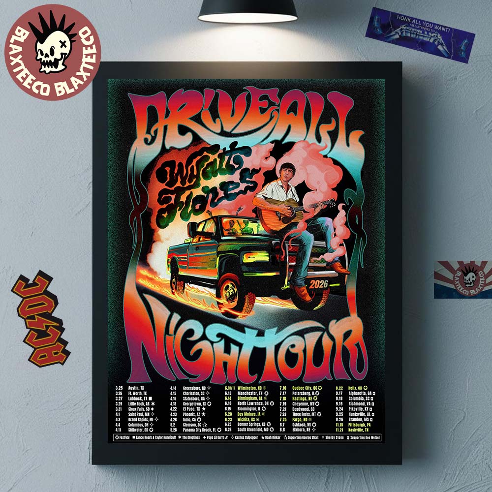 Wyatt Flores Drive All Night Tour 2026 North America Schedule Dates Home Decor Poster Canvas