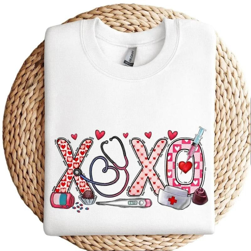 XOXO Nurse Sweatshirt, Valentines Day Hoodie, Sweatshirt For Women T-Shirts | UrbanDripWear.com