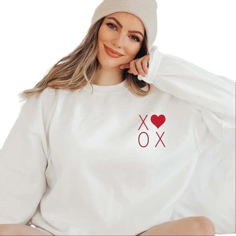 XOXO Sweatshirt, Valentine Sweatshirt, Women Love Heart Cute Crewneck For Women T-Shirts, Hoodie | UrbanDripWear.com