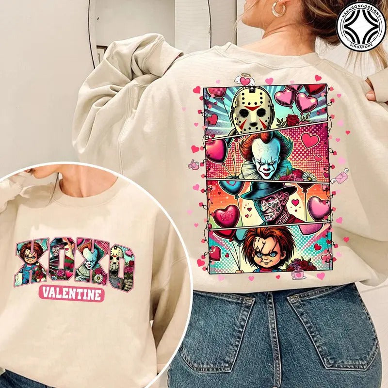 XOXO Valentine Retro , Be Mine Valentine , Valentine Shirt Design , Scary Valentine , Movie Horror Valentine Hoodie,...