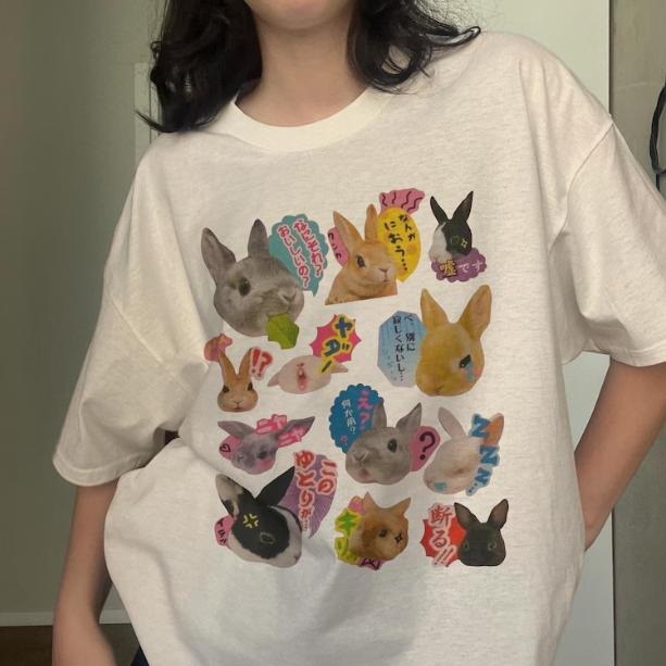 Y2K Bunny 90s Harajuku T-Shirt, Kawaii Rabbit Tee, Unisex Graphic Tees Gothic Grunge Y2k Emo Scene Amity Affliction Style...