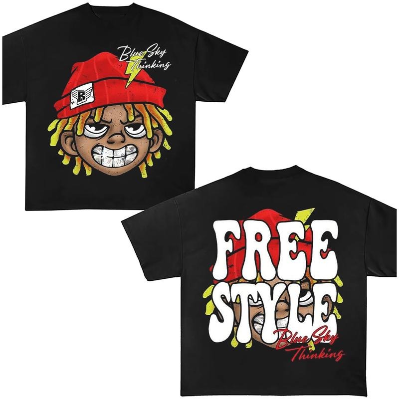 Y2k Clothing Big Face Free Style Graphic Tees Oversized Top Shirt Streetwear Hoodie, Sweatshirt | UrbanDripWear.com
